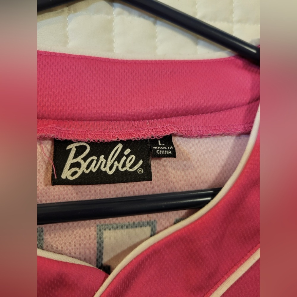 Malibu Barbie 59 Hot Pink Baseball Jersey Barbiecore Feminine Sporty Athletic - Picture 6 of 6